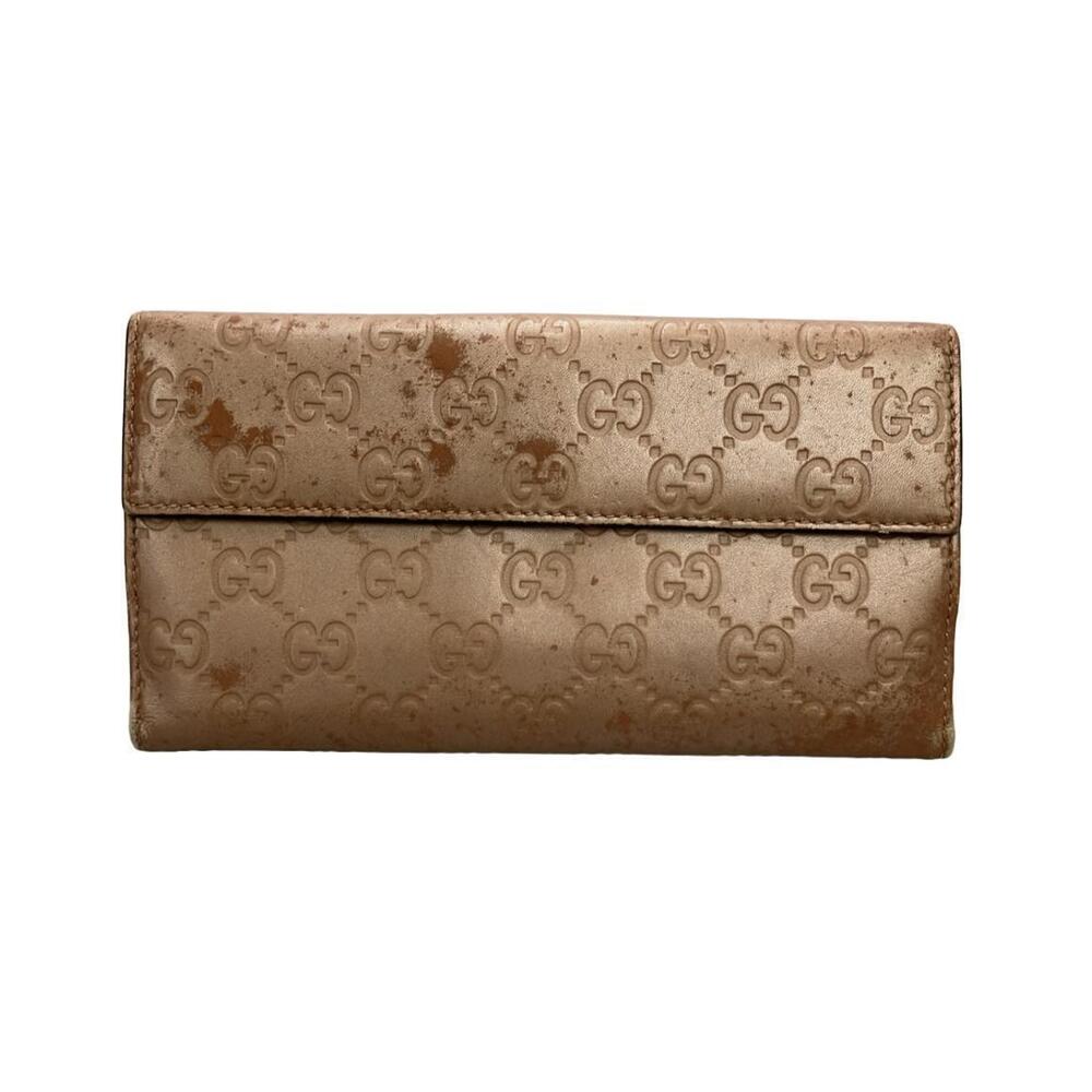 Gucci Double Hook Bi fold Long Wallet Leather
